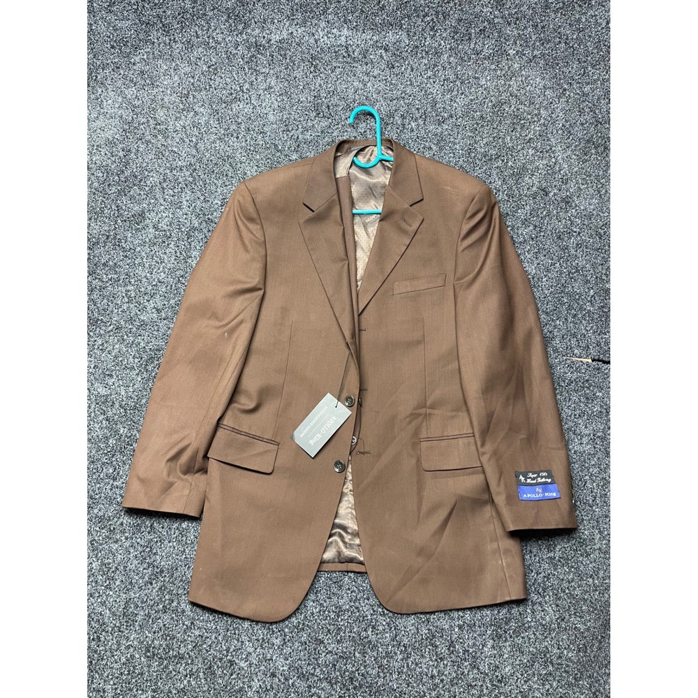 Apollo King Mens Brown Blazer 42L w/ Vest Set Formal Professional